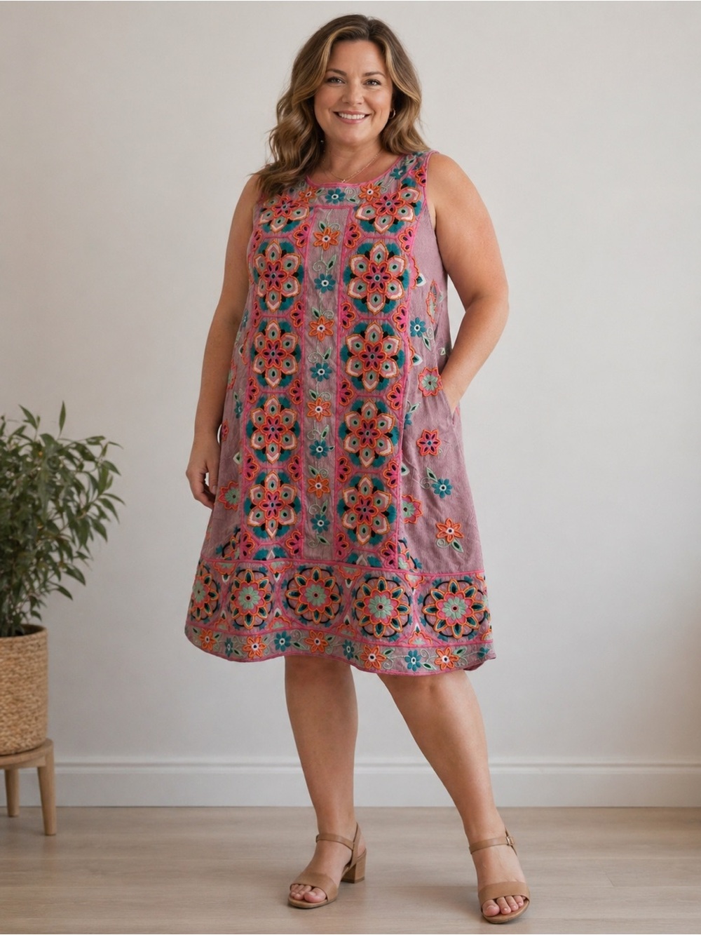 Anthropologie Embroidered & Appliqued  Dress Embroidered